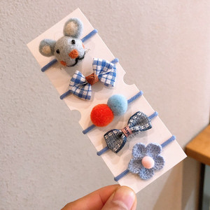 Őszi és téli új gyapjú filc öltöny Gyerek fejfedő Rajzfilm táska kis gumiszalag masni csomó haj kötél