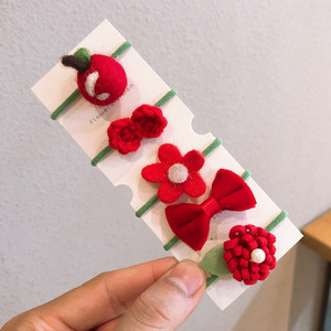 Őszi és téli új gyapjú filc öltöny Gyerek fejfedő Rajzfilm táska kis gumiszalag masni csomó haj kötél