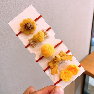 Őszi és téli új gyapjú filc öltöny Gyerek fejfedő Rajzfilm táska kis gumiszalag masni csomó haj kötél