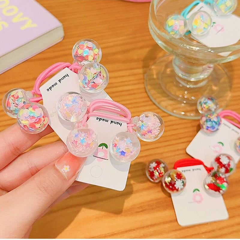 Lány aranyos rugalmas hajpántok Édes lány hajkiegészítők Hajkötők lófarok tartók Gyümölcsös fejpántok kristálygömbből