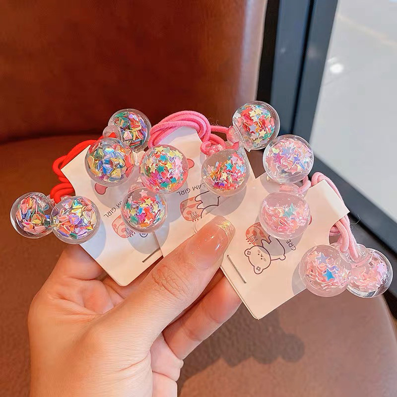 Lány aranyos rugalmas hajpántok Édes lány hajkiegészítők Hajkötők lófarok tartók Gyümölcsös fejpántok kristálygömbből