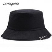 Pălărie cu găleată Femei Bărbați Vară, primăvară, Pescar, șapcă cu inele Hip Hop, partea superioară plată, culoare solidă, modă coreeană, Bob Gorro, Kpop, nou HT090