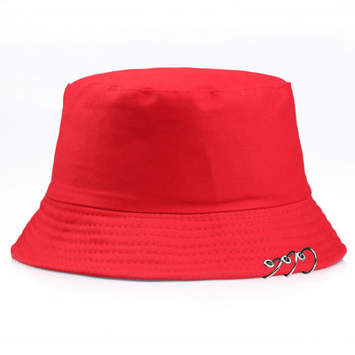 Pălărie cu găleată Femei Bărbați Vară, primăvară, Pescar, șapcă cu inele Hip Hop, partea superioară plată, culoare solidă, modă coreeană, Bob Gorro, Kpop, nou HT090