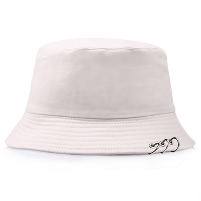 Pălărie cu găleată Femei Bărbați Vară, primăvară, Pescar, șapcă cu inele Hip Hop, partea superioară plată, culoare solidă, modă coreeană, Bob Gorro, Kpop, nou HT090