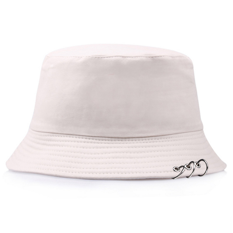 Pălărie cu găleată Femei Bărbați Vară, primăvară, Pescar, șapcă cu inele Hip Hop, partea superioară plată, culoare solidă, modă coreeană, Bob Gorro, Kpop, nou HT090