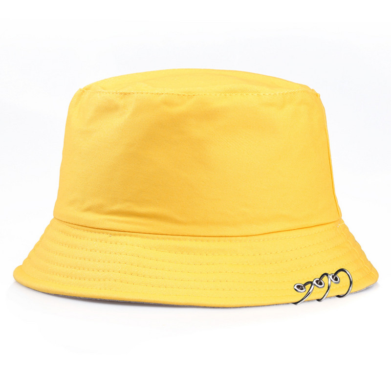 Pălărie cu găleată Femei Bărbați Vară, primăvară, Pescar, șapcă cu inele Hip Hop, partea superioară plată, culoare solidă, modă coreeană, Bob Gorro, Kpop, nou HT090