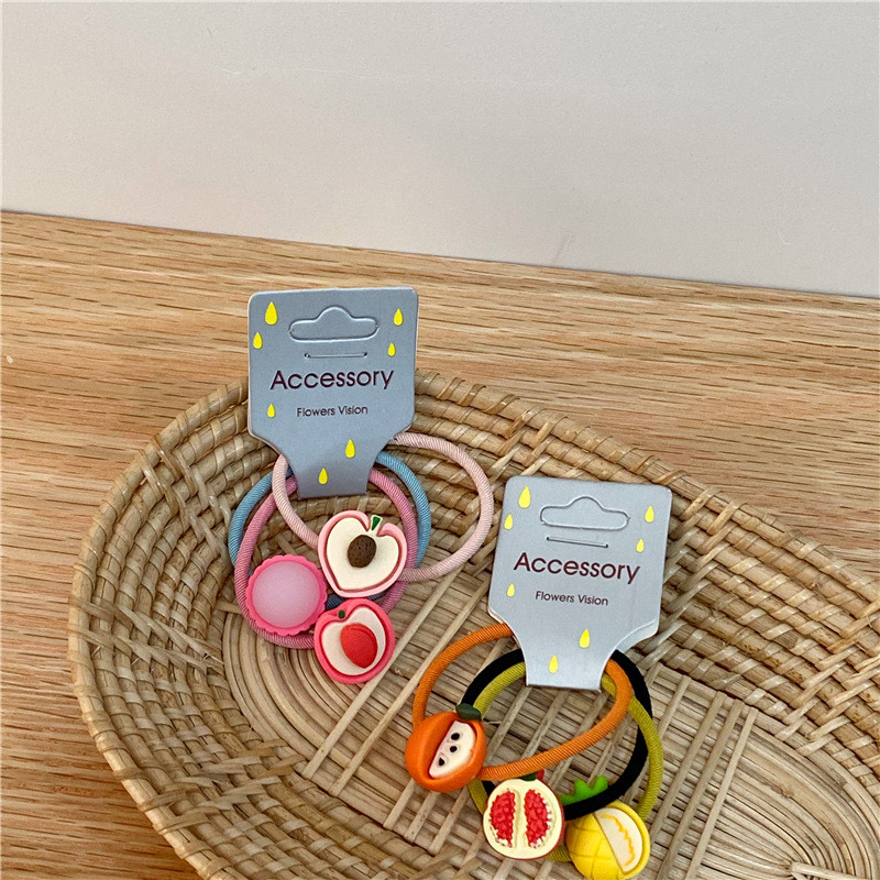 3PC NOVO Slatko ljetno voće Sezona Crtić Dječja kosa Mali krug za kosu Dodaci za kosu U boji ananasa Uže za kosu za bebe