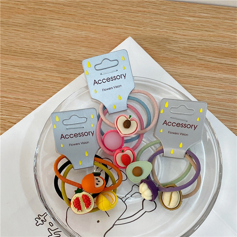 3PC NOVO Slatko ljetno voće Sezona Crtić Dječja kosa Mali krug za kosu Dodaci za kosu U boji ananasa Uže za kosu za bebe