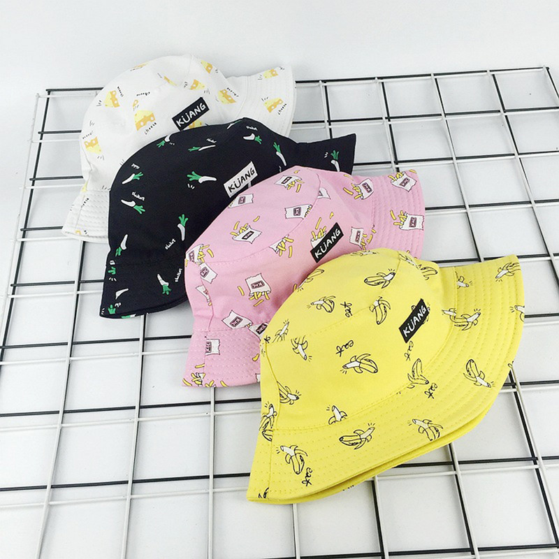 Pălărie cu banane față-verso șapcă găleată femei unisex bumbac hip hop tort model cartofi prăjiți vară doamne legume pălării de pescuit