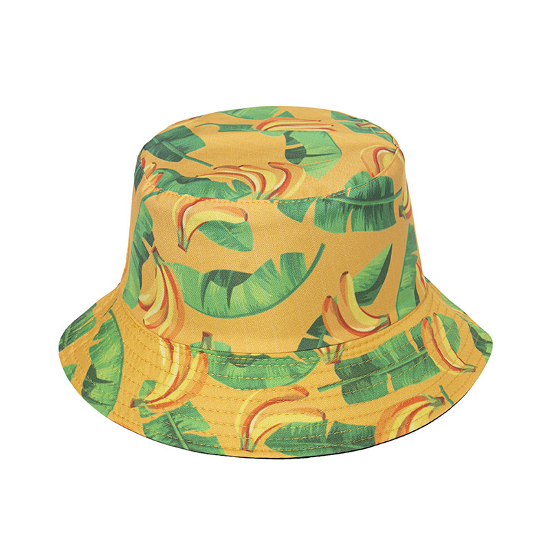 FOXMOTHER Nouă Primăvară Vară Negru Alb Galben Culoare Frunză Fructe Banane Imprimare Pălărie de Pescar Căciuli de Pescuit Soare Adulti Femeie Barbat