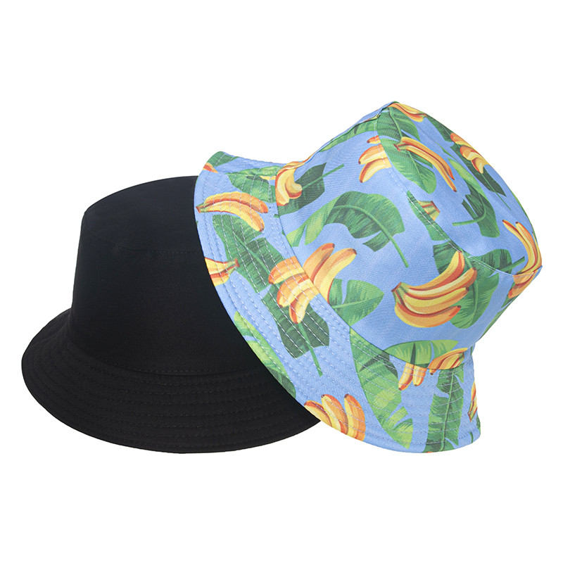 FOXMOTHER Nouă Primăvară Vară Negru Alb Galben Culoare Frunză Fructe Banane Imprimare Pălărie de Pescar Căciuli de Pescuit Soare Adulti Femeie Barbat