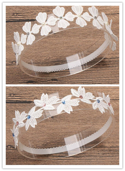 Boutique 2db Baby Girls Csipke fejpánt csecsemőknek gyerekeknek magas rugalmas fehér virágok koronák hajpántok fényképes kellékek lányoknak hajkiegészítők