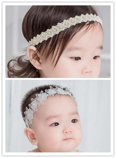 Boutique 2db Baby Girls Csipke fejpánt csecsemőknek gyerekeknek magas rugalmas fehér virágok koronák hajpántok fényképes kellékek lányoknak hajkiegészítők