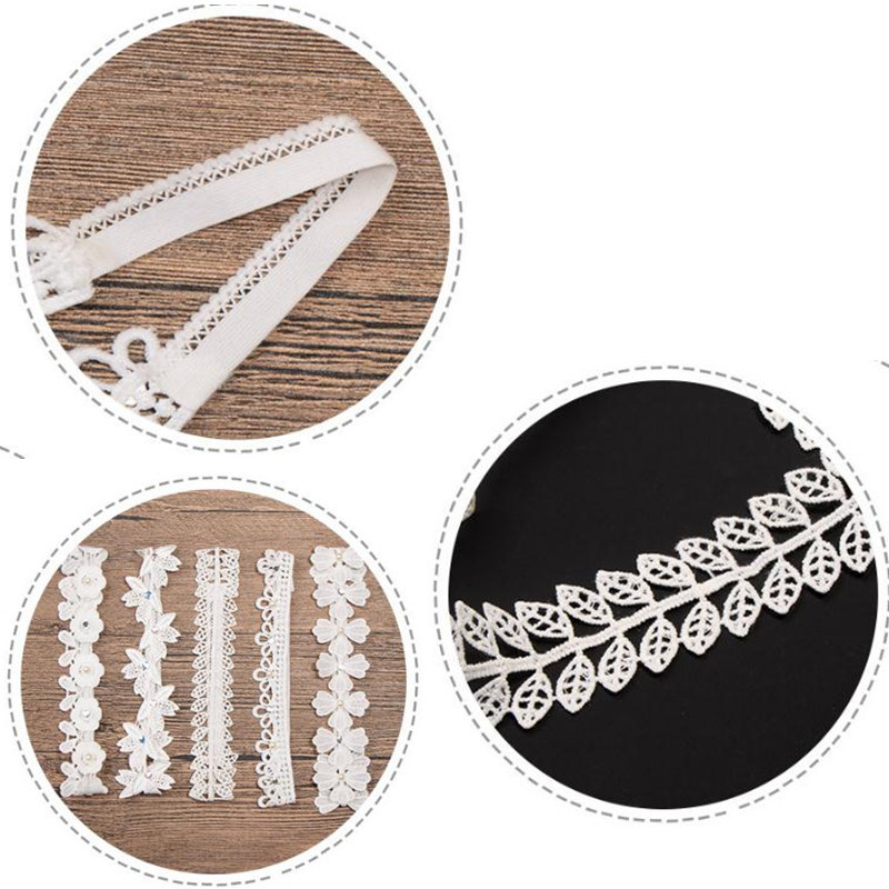 Boutique 2db Baby Girls Csipke fejpánt csecsemőknek gyerekeknek magas rugalmas fehér virágok koronák hajpántok fényképes kellékek lányoknak hajkiegészítők