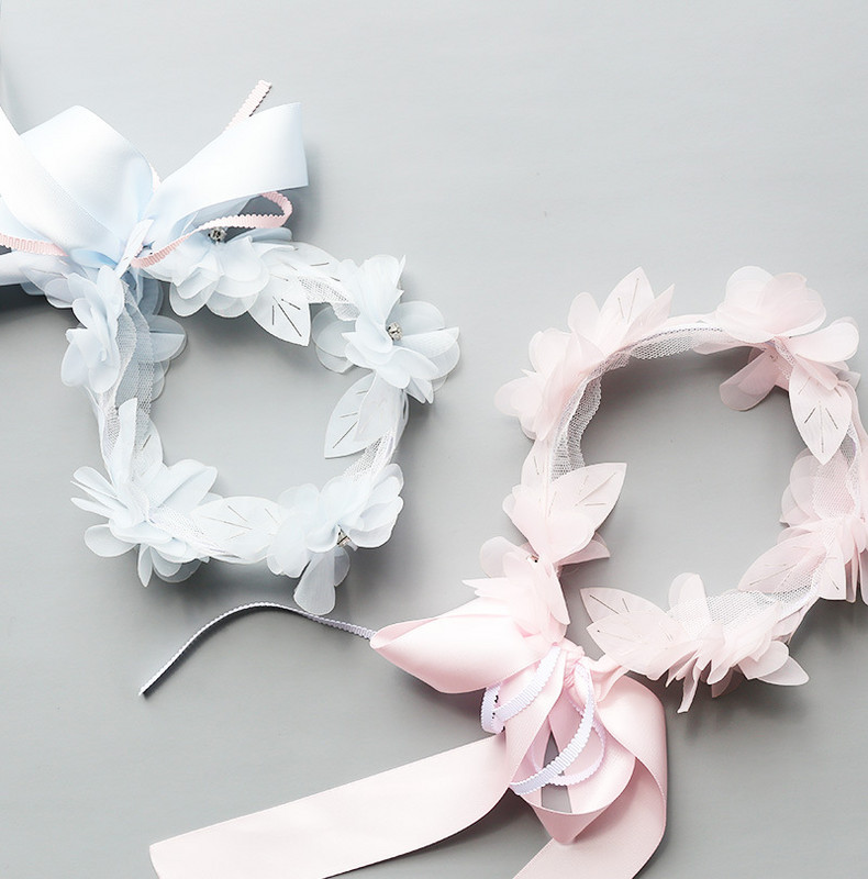 Nou-născut lungă dantelă panglică floare bentita dulce prințesă bentițe coroană fete fotografie prop accesorii pentru cap Accesorii pentru păr