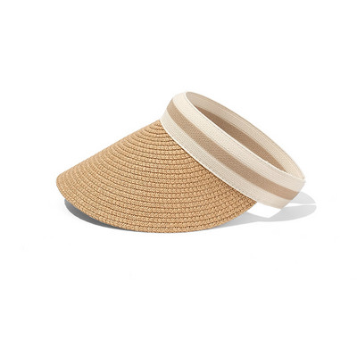 Felnőtt gyermek női napellenző sapkák Női masnis napellenző sapkák, kézzel készített barkács szalma nyári sapka Alkalmi üres cilinderes strand