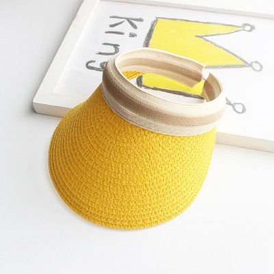 Felnőtt gyermek női napellenző sapkák Női masnis napellenző sapkák, kézzel készített barkács szalma nyári sapka Alkalmi üres cilinderes strand