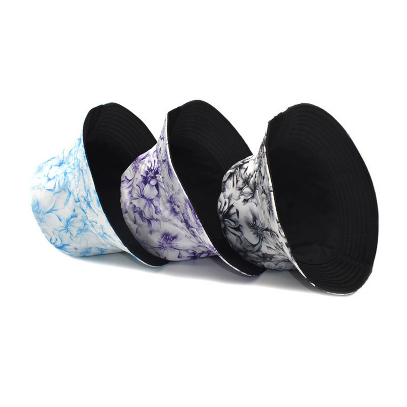 Kvetinová potlač rybárskeho klobúka módny ležérny umývadlový klobúk pre ženy obojstranný vedrový klobúk cool klobúk obrovský klobúk