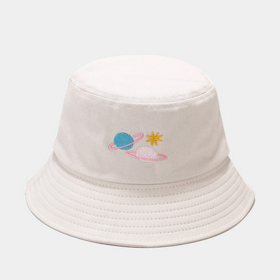 Pălărie cu găleată din bumbac, broderie de asteroizi coreeană de vară, bărbați, femei, în aer liber, Panama, hiphop, pliabilă, pălărie de pescar la modă