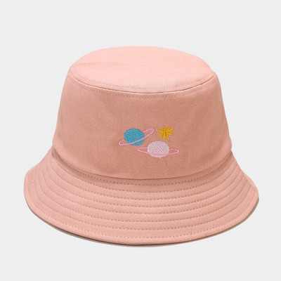 Pălărie cu găleată din bumbac, broderie de asteroizi coreeană de vară, bărbați, femei, în aer liber, Panama, hiphop, pliabilă, pălărie de pescar la modă