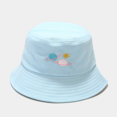 Pălărie cu găleată din bumbac, broderie de asteroizi coreeană de vară, bărbați, femei, în aer liber, Panama, hiphop, pliabilă, pălărie de pescar la modă