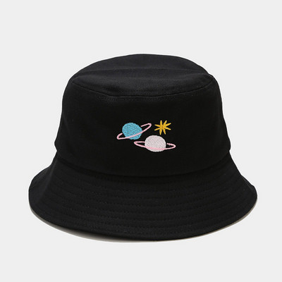 Pălărie cu găleată din bumbac, broderie de asteroizi coreeană de vară, bărbați, femei, în aer liber, Panama, hiphop, pliabilă, pălărie de pescar la modă