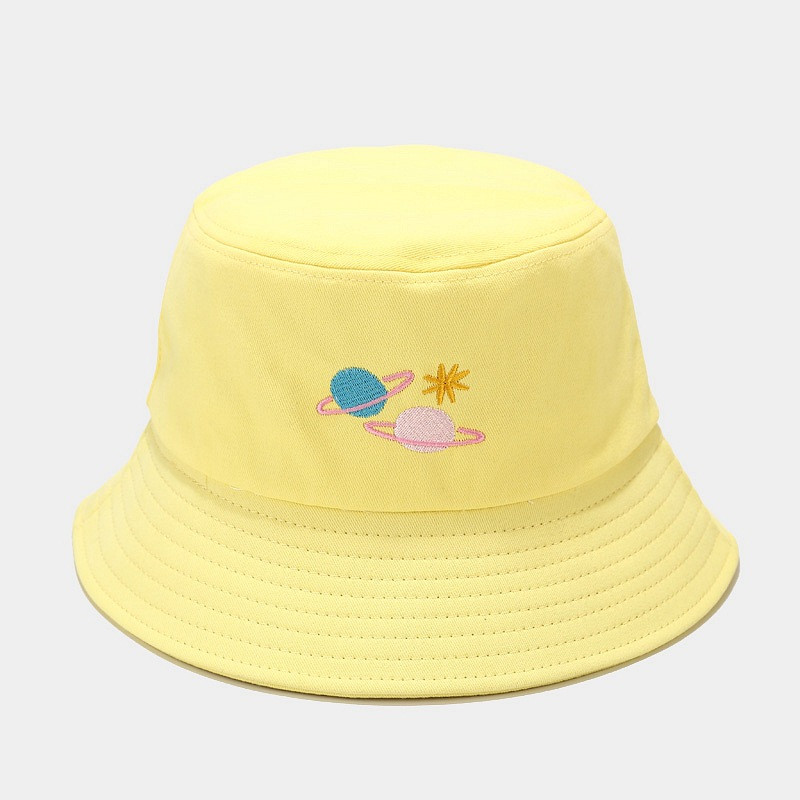 Pălărie cu găleată din bumbac, broderie de asteroizi coreeană de vară, bărbați, femei, în aer liber, Panama, hiphop, pliabilă, pălărie de pescar la modă