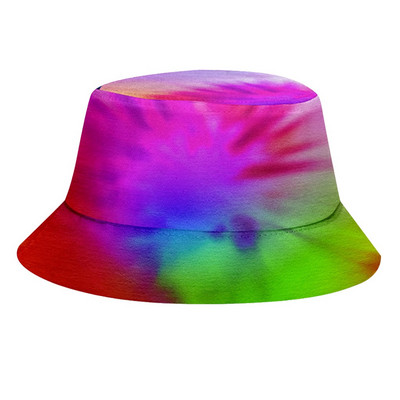 38 # Coreeană Adulti Copii Vară Pălărie pliabilă găleată 3d Cravată Vopsită Tip Hip Hop Boruri late Plajă Protecție Uv Cap rotund Pescar