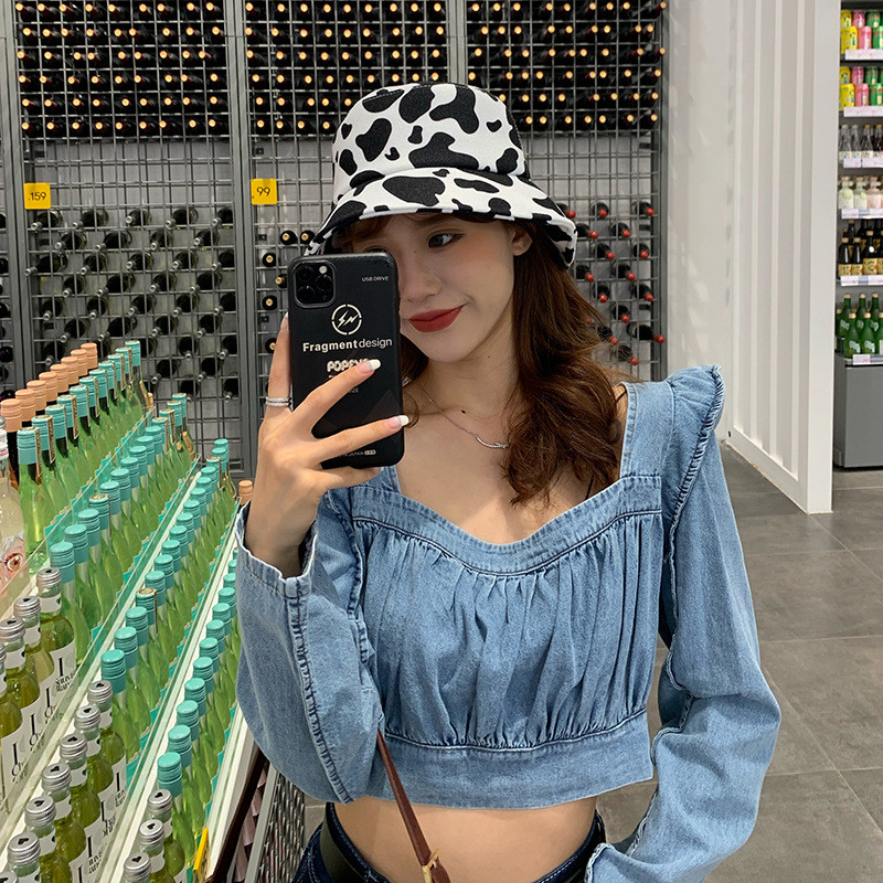 Šeširi s kantom Dizajnerski šešir Ženska jesen/zima Vunena topla ribarska kapa Modni šešir za umivaonik s uzorkom leoparda i kravljim uzorkom