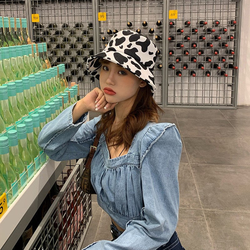 Šeširi s kantom Dizajnerski šešir Ženska jesen/zima Vunena topla ribarska kapa Modni šešir za umivaonik s uzorkom leoparda i kravljim uzorkom