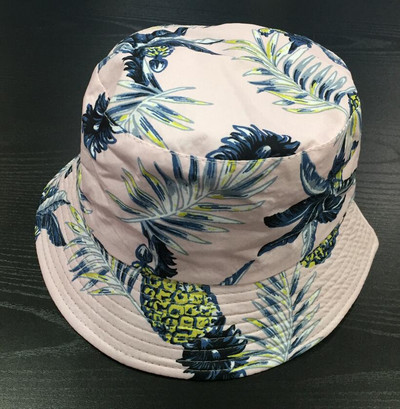 Női virágmintás vödörsapka Lady Girls levélmintás kalap Női pamut halászsapka fekete béléssel Rózsaszín sötétkék napvédő kalapok