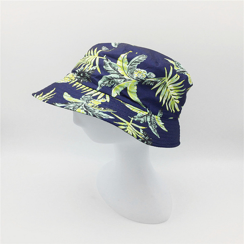 Női virágmintás vödörsapka Lady Girls levélmintás kalap Női pamut halászsapka fekete béléssel Rózsaszín sötétkék napvédő kalapok