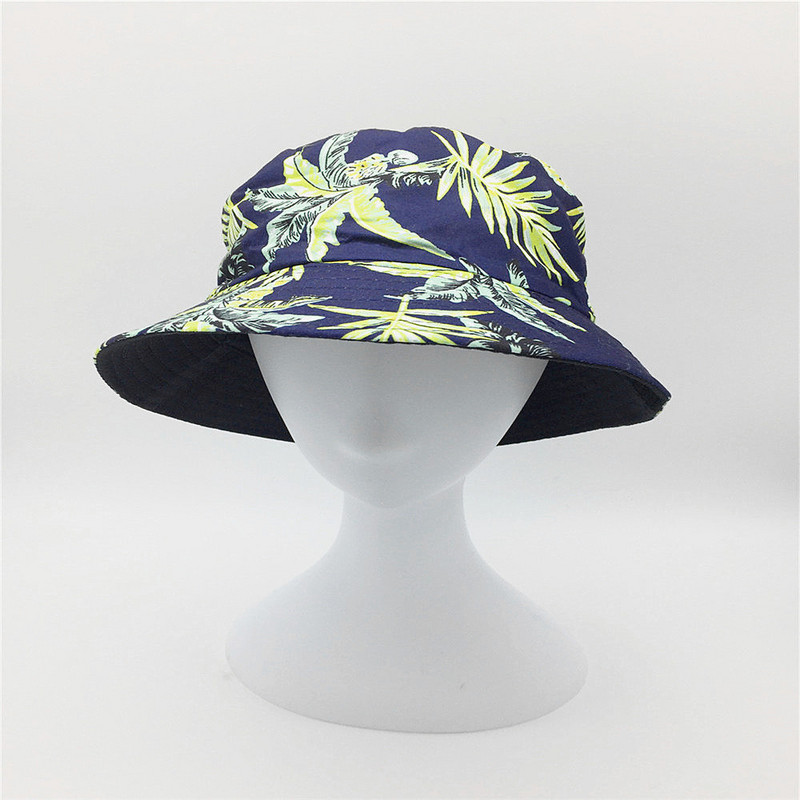 Női virágmintás vödörsapka Lady Girls levélmintás kalap Női pamut halászsapka fekete béléssel Rózsaszín sötétkék napvédő kalapok
