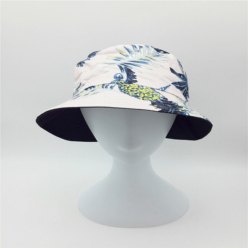 Női virágmintás vödörsapka Lady Girls levélmintás kalap Női pamut halászsapka fekete béléssel Rózsaszín sötétkék napvédő kalapok