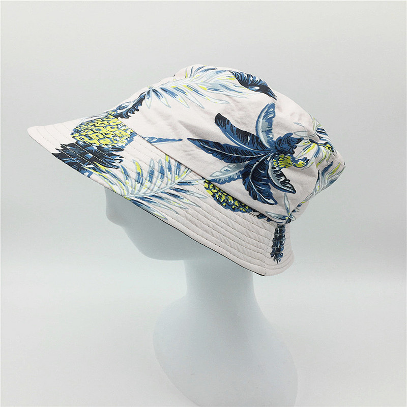 Női virágmintás vödörsapka Lady Girls levélmintás kalap Női pamut halászsapka fekete béléssel Rózsaszín sötétkék napvédő kalapok