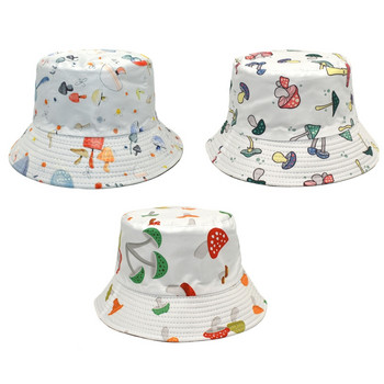 2XPC Casual Cute Mushroom Καπέλο Fisherman Καπέλο από βαμβακερό κουβά Καπέλο λεκάνης για βόλτα με σκύλους