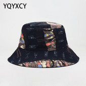 2020. Novi dvostrani ribarski šešir Hip Hop Graffiti Modni šešir Žene Muškarci Korejski Cool Ravni šešir Gorro