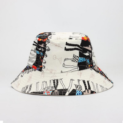 2020. Novi dvostrani ribarski šešir Hip Hop Graffiti Modni šešir Žene Muškarci Korejski Cool Ravni šešir Gorro