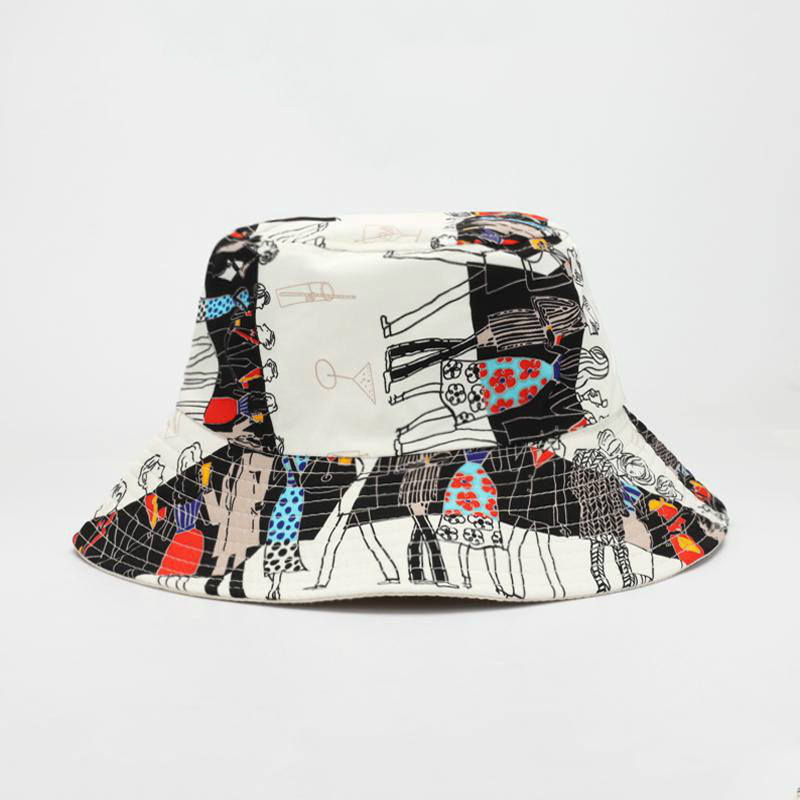 2020. Novi dvostrani ribarski šešir Hip Hop Graffiti Modni šešir Žene Muškarci Korejski Cool Ravni šešir Gorro