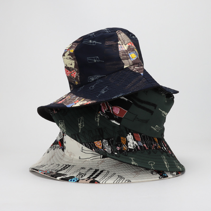 2020. Novi dvostrani ribarski šešir Hip Hop Graffiti Modni šešir Žene Muškarci Korejski Cool Ravni šešir Gorro