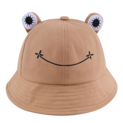 Pălărie de găleată cu broască din bumbac pliabilă, de vară, în aer liber, cu protecție solară, șapcă de pescar, pălărie de soare de vânătoare pentru femei