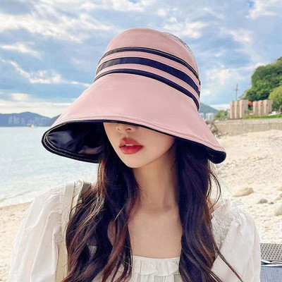 2023 Pălărie de vară Capă detașabilă Top cu fermoar Pălărie de top goală Pălării de soare anti-UV Pălării de soare pentru doamne Bumbac Pliabil Pălărie cu boruri late Căciuli cu viziere