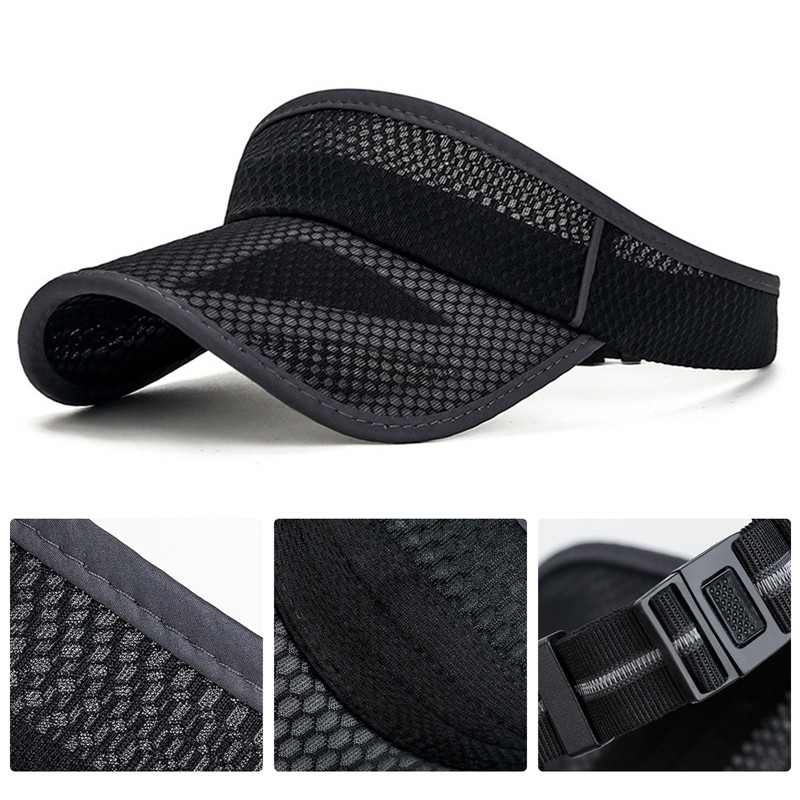 Nyári sport napvédő sapkák Női sapka Férfi sapka Állítható napellenző UV védelem Üres felső Tenisz Futó napvédő hálós karima