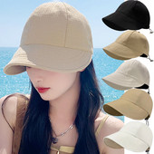 Pălărie de pescar de vară, cu cordon, umbrelă de soare reglabilă pentru fată, șapcă de soare cu boruri late, modă, simplă, bumbac, vizor, în aer liber, protecție solară pentru călătorii