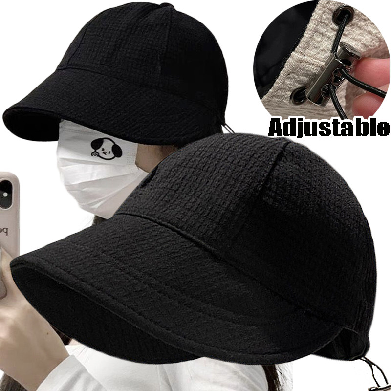 Pălărie de pescar de vară, cu cordon, umbrelă de soare reglabilă pentru fată, șapcă de soare cu boruri late, modă, simplă, bumbac, vizor, în aer liber, protecție solară pentru călătorii