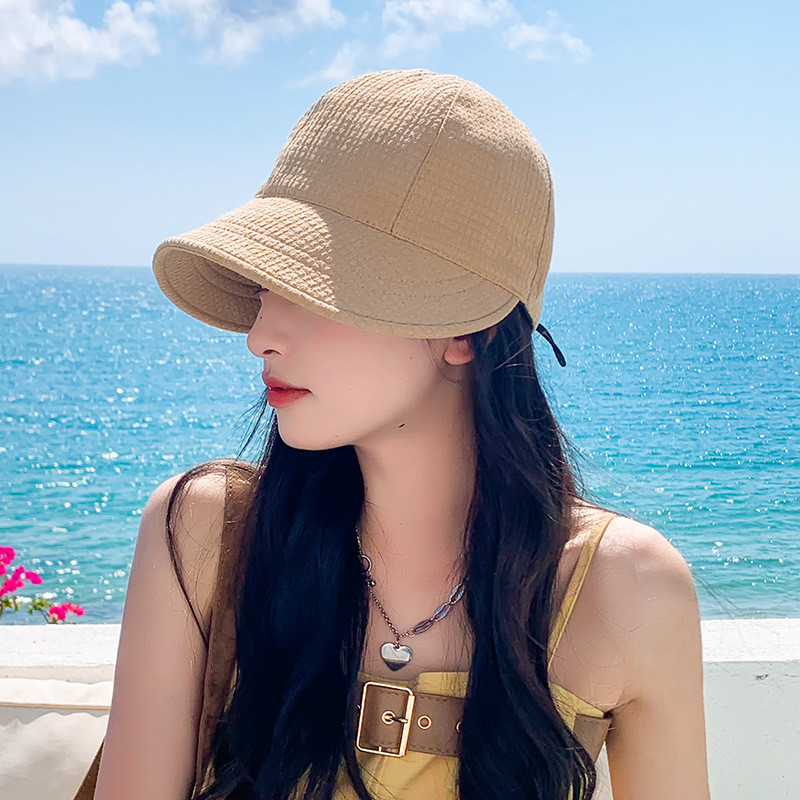Pălărie de pescar de vară, cu cordon, umbrelă de soare reglabilă pentru fată, șapcă de soare cu boruri late, modă, simplă, bumbac, vizor, în aer liber, protecție solară pentru călătorii