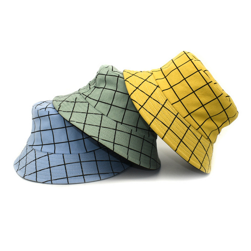 Kapa za sunčanje Muški karirani ribarski šešir s printom Ženski pamučni prozračni proljetni šeširi za žene