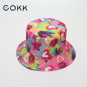 COKK Pălărie de găleată Femei Bărbați Pălărie de vară Pălărie de soare cu imprimeu de desene animate Pălărie de soare Panama Pescar Căciulă în aer liber Pălărie de plajă