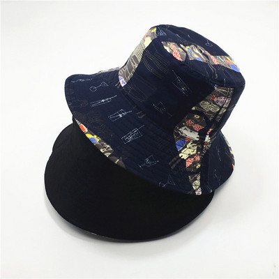 Kahepoolne ämbrimüts meeste naiste suvine ämbrikübar Hip hop kalapüük kalamehemüts Retro mustriga õues päikesekaitsekreemiga kokkupandav müts