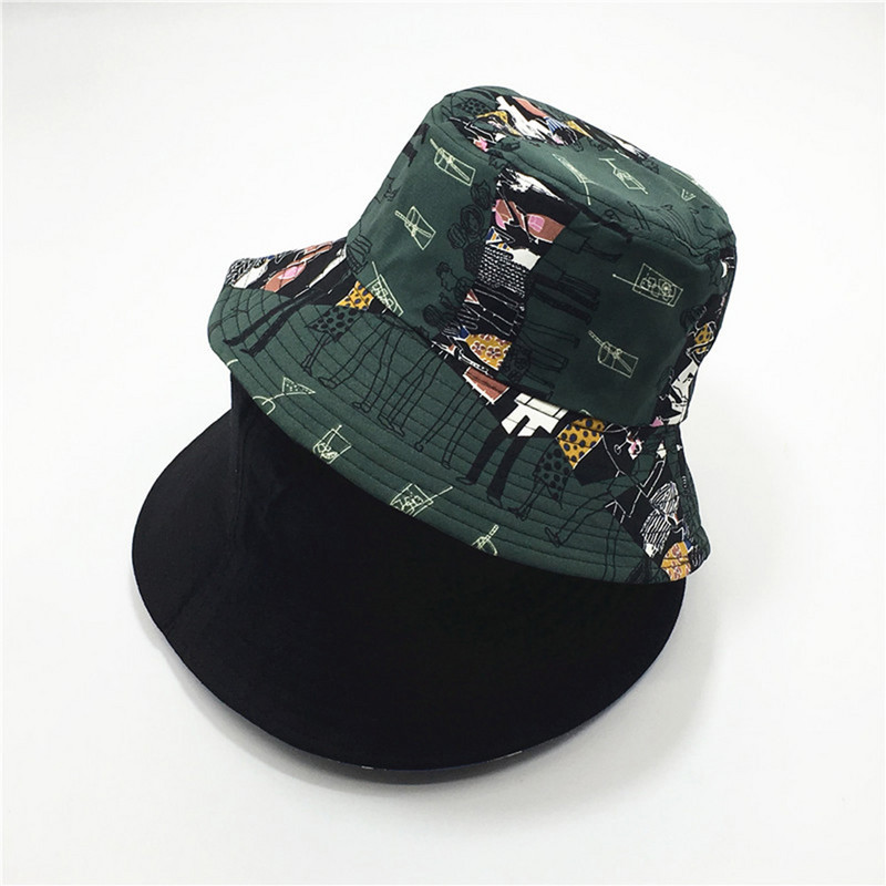 Kahepoolne ämbrimüts meeste naiste suvine ämbrikübar Hip hop kalapüük kalamehemüts Retro mustriga õues päikesekaitsekreemiga kokkupandav müts